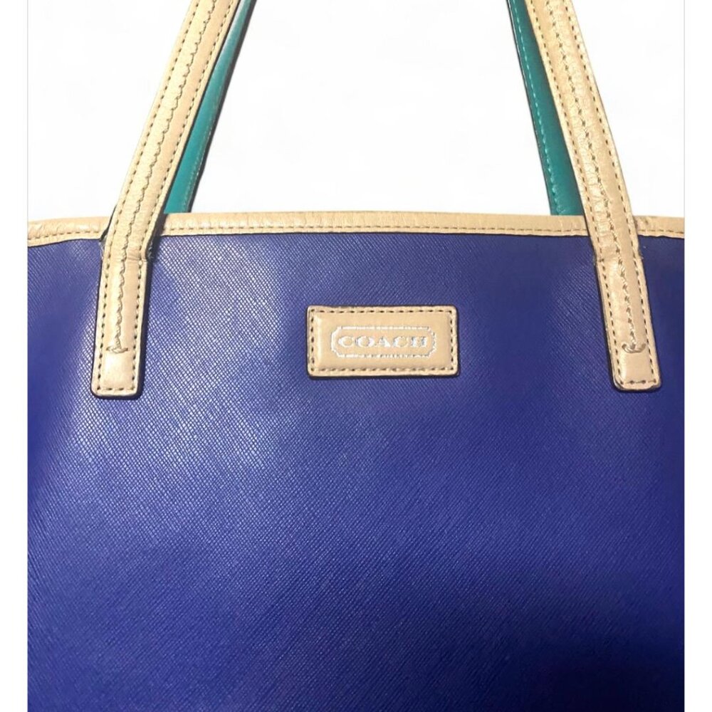 EUC Coach Blue and Cream Tote Bag - Picture 5 of 7